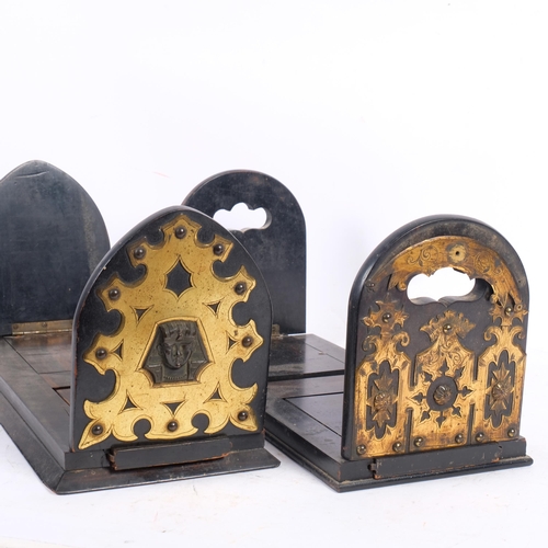 307 - A Victorian coromandel extending bookrack, engraved brass mounts, and a Regency coromandel extending... 