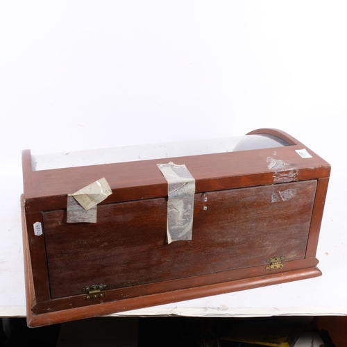 317 - A stained pine framed bow-fronted table-top jewellery display cabinet, perspex panel, 55cm x 49cm x ... 