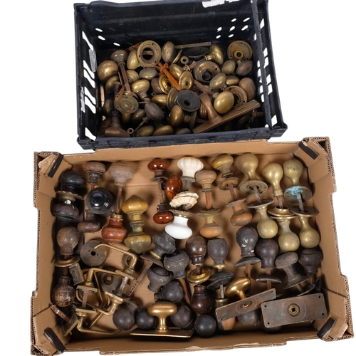 342 - 2 boxes of Victorian and later brass turned wood door handles