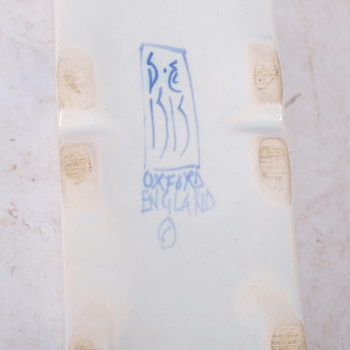 465 - An Isis ceramic blue and white brick vase, by Deborah Seers, W12.5cm