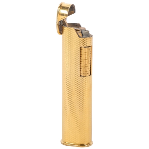 471 - DUNHILL - a Vintage Dunhill dress lighter, engine turned gold plated, 7.3cm