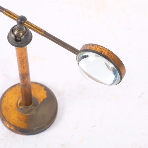 491 - A small Victorian adjustable watch or jewellery maker's magnifying lens on stand