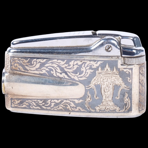 499 - A Ronson vari-flame lighter, silver and niello cased