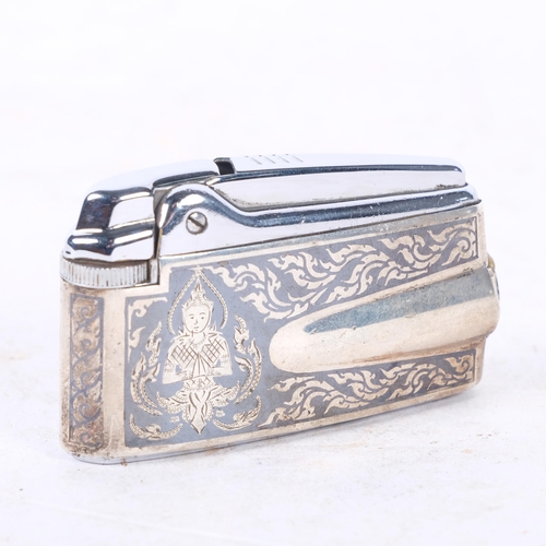 499 - A Ronson vari-flame lighter, silver and niello cased