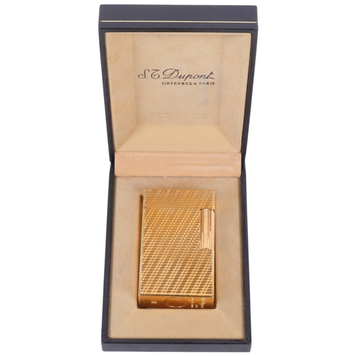 500 - S J DUPONT ( Ligne 1 Large DuPont lighter) - a gold plated double ignition, soft or flame gas lighte... 