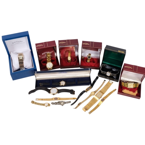 629 - A collection of 7 boxed Rotary lady's and gent's wristwatches, and a small collection of loose watch... 