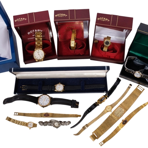 629 - A collection of 7 boxed Rotary lady's and gent's wristwatches, and a small collection of loose watch... 