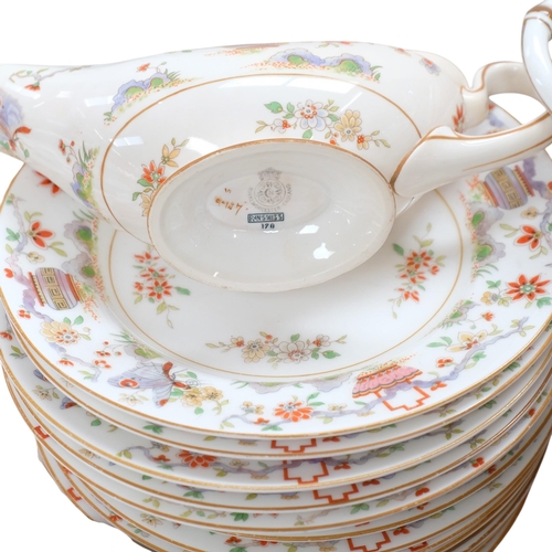 650 - An extensive Royal Worcester Pekin dinnerware, to include tureen, meat plates, gravy boat, etc
