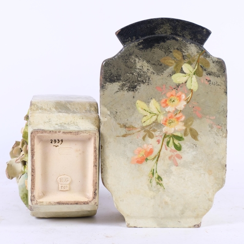 716 - A pair of 19th century French Barbotine Majolica vases, by Edouard Gilies, with floral decoration an... 