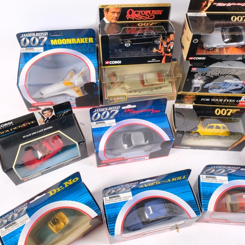 928 - A box containing 13 Corgi James Bond vehicles, including vehicles from Dr No (Sunbeam Alpine), For Y... 