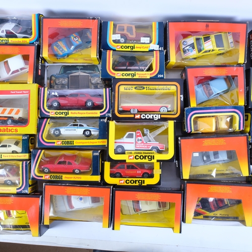 932 - 27 various Corgi toy cars and trucks, to include a Jaguar XJ12C (206), a Porsche 924 (430), a Rolls ... 