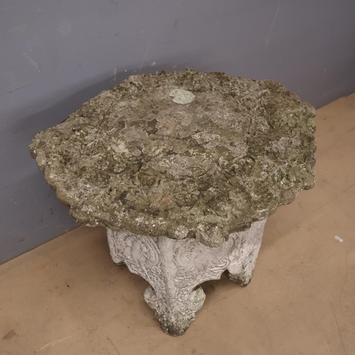 3002 - An antique Indian style garden side table with painted octagonal base with peacock detailing and wea... 