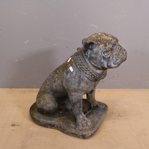 3034 - A painted study of a bulldog in reconstituted stone. Width 46cm, height 46cm, depth 30cm.