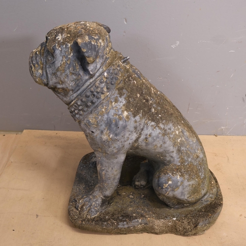 3034 - A painted study of a bulldog in reconstituted stone. Width 46cm, height 46cm, depth 30cm.