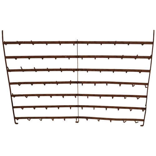A French galvanised metal bottle drying rack. Width 118cm, height 86cm.