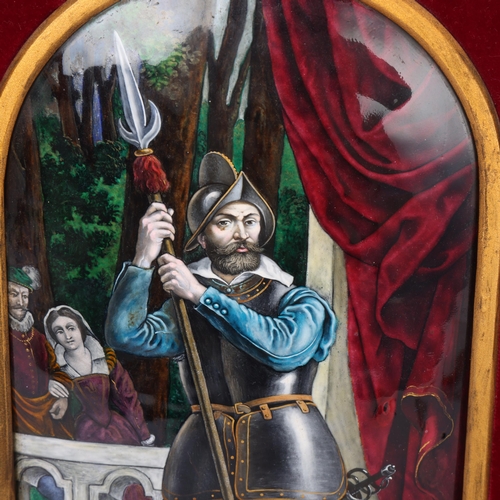 258 - Theophile Soyer (1841 - 1915), 19th century painted enamel convex plaque, depicting an Italian man i... 