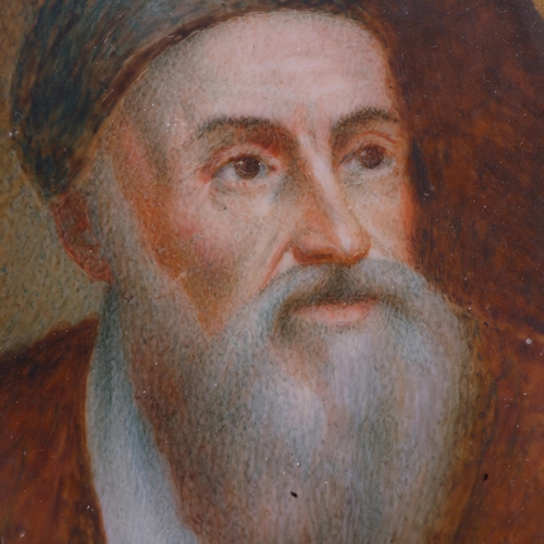 264 - A 19th century miniature portrait of Titian, watercolour on ivory, unsigned, in stained wood frame, ... 