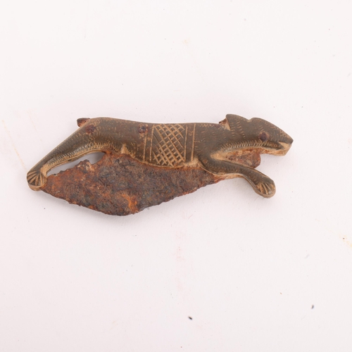 267 - A rare Roman bronze folding pocket knife, in the form of a running dog, 1st to 2nd century AD, origi... 