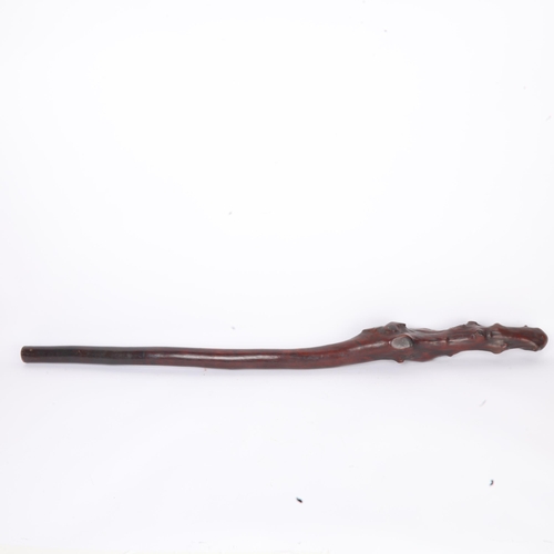 270 - A beautifully worn and rich coloured patina rootwood Tribal staff/club, possibly Fiji/ South Sea Isl... 