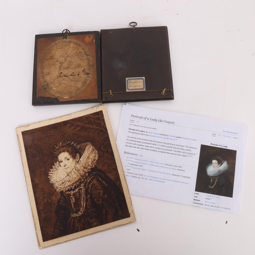 275 - A 19th century miniature portrait of Empress Eugene, watercolour on ivory, unsigned, in original ebo... 
