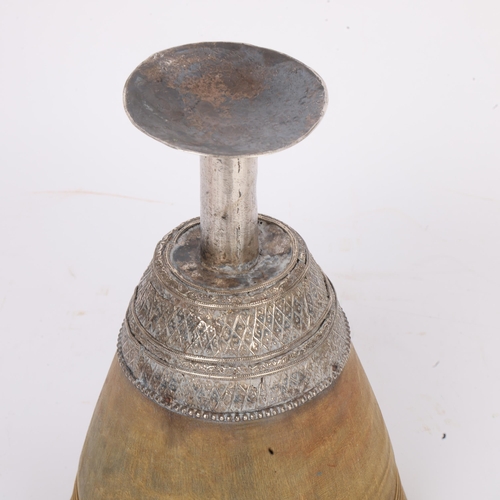277 - A large Antique Continental rhino horn ceremonial cup, probably late 19th century, on unmarked white... 