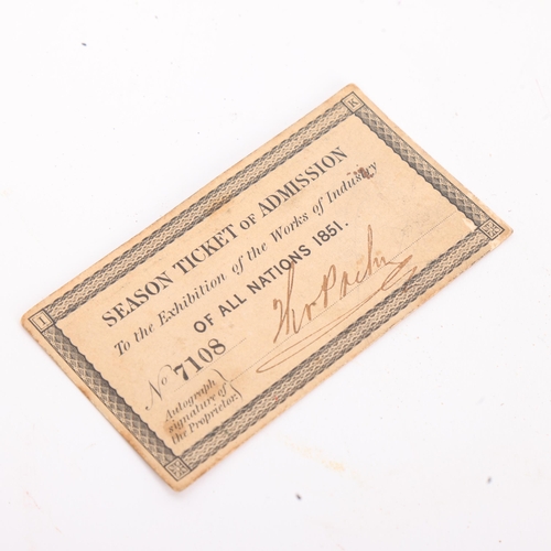 280 - Season Ticket of Admission to the Exhibition of the Works of Industry of All Nations 1851