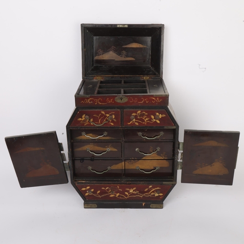 291 - A Japanese gilded and lacquered table-top cabinet, circa 1900, height 36cm