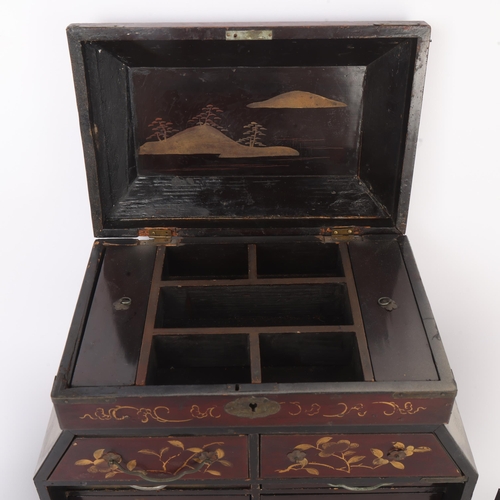 291 - A Japanese gilded and lacquered table-top cabinet, circa 1900, height 36cm