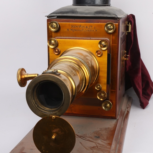 301 - THE DR RICHARD BAINES MAGIC LANTERN COLLECTION - a Newton & Co mahogany and brass cased single-focus... 