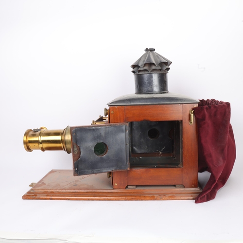 301 - THE DR RICHARD BAINES MAGIC LANTERN COLLECTION - a Newton & Co mahogany and brass cased single-focus... 