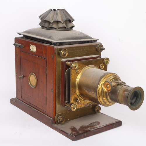302 - THE DR RICHARD BAINES MAGIC LANTERN COLLECTION - a Newton & Co mahogany and brass cased single-focus... 