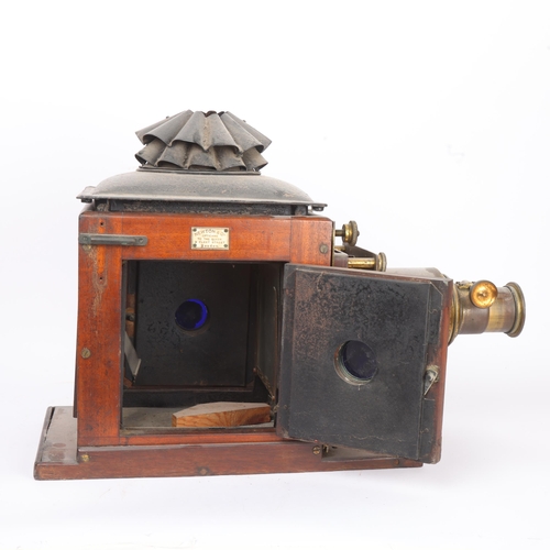 302 - THE DR RICHARD BAINES MAGIC LANTERN COLLECTION - a Newton & Co mahogany and brass cased single-focus... 