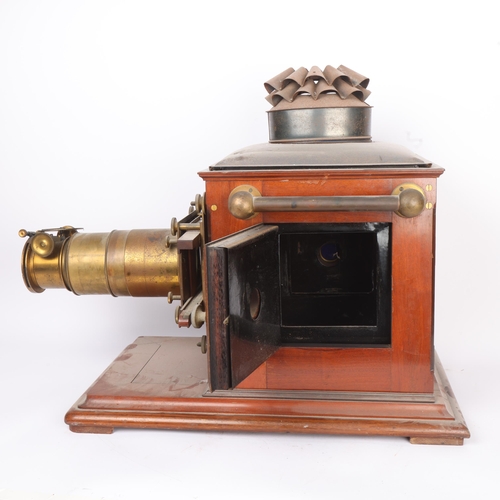 303 - THE DR RICHARD BAINES MAGIC LANTERN COLLECTION - a 19th century mahogany and brass magic lantern, no... 