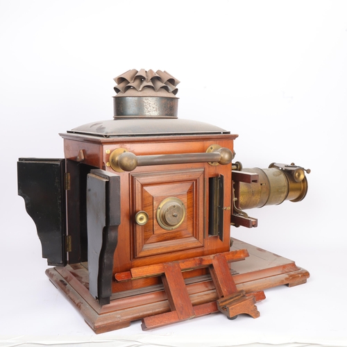 303 - THE DR RICHARD BAINES MAGIC LANTERN COLLECTION - a 19th century mahogany and brass magic lantern, no... 