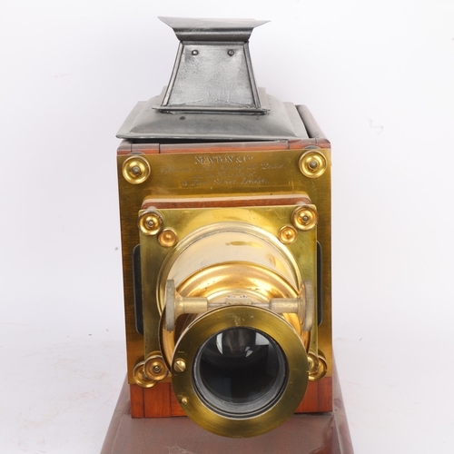 305 - THE DR RICHARD BAINES MAGIC LANTERN COLLECTION - a Newton & Co mahogany and brass cased single-focus... 