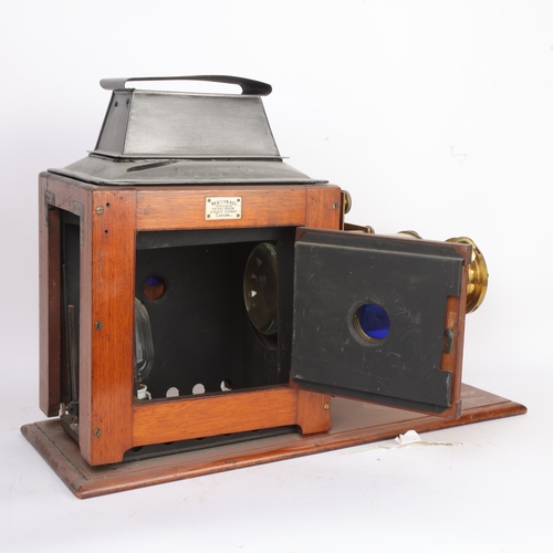 305 - THE DR RICHARD BAINES MAGIC LANTERN COLLECTION - a Newton & Co mahogany and brass cased single-focus... 