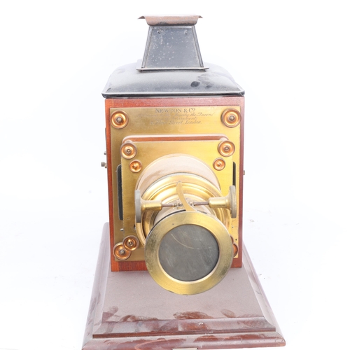 308 - THE DR RICHARD BAINES MAGIC LANTERN COLLECTION - a Newton & Co mahogany and brass cased single-focus... 