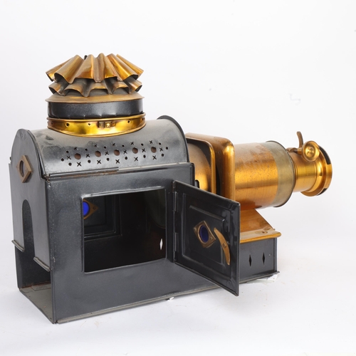 309 - THE DR RICHARD BAINES MAGIC LANTERN COLLECTION - a 19th century metal and brass cased magic lantern,... 