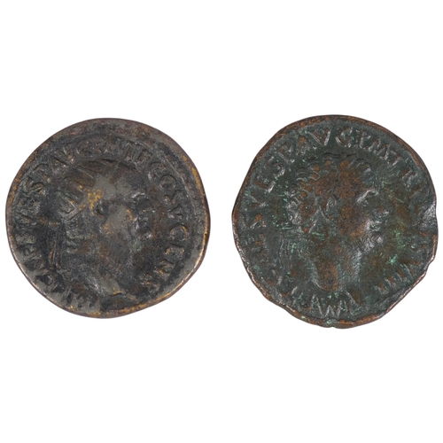 445 - Two Roman bronze coins, Vespasian (AD69-79)