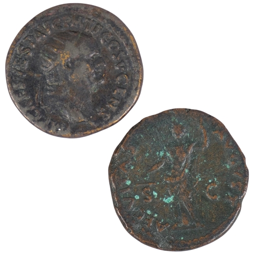 445 - Two Roman bronze coins, Vespasian (AD69-79)
