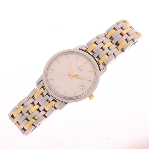 1013 - OMEGA - a gold plated stainless steel De Ville Prestige quartz calendar bracelet watch, ref. 196.115... 