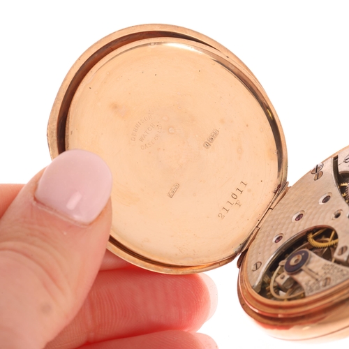 1020 - An early 20th century 9ct rose gold open-face keyless pocket watch, white enamel dial with black Rom... 