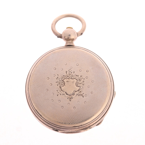 1028 - An early 20th century Swiss silver open-face key-wind fob watch, white enamel dial with black Roman ... 