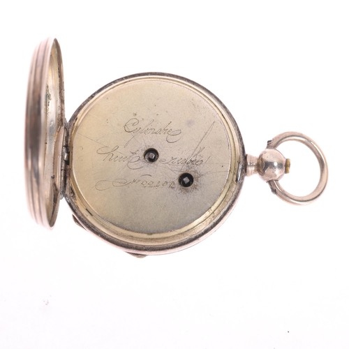 1028 - An early 20th century Swiss silver open-face key-wind fob watch, white enamel dial with black Roman ... 