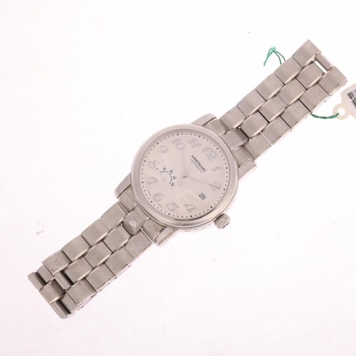 1042 - MONTBLANC - a stainless steel Meisterstuck Star automatic calendar bracelet watch, ref. 7073, silver... 