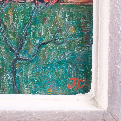 500 - John Christopherson (1921 - 1996), Houses In Diamond Terrance, oil on board, 1968, 30cm x 25cm, fram... 