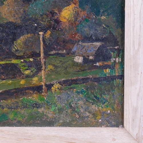 506 - Richard Hobbs, The Homestead, mid-20th century oil on board, 49cm x 59cm, framed