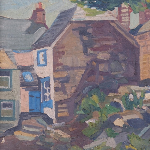 507 - Village buildings, early to mid-20th century Cornish School oil on canvas, unsigned, 35cm x 46cm, fr... 