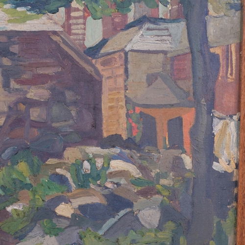 507 - Village buildings, early to mid-20th century Cornish School oil on canvas, unsigned, 35cm x 46cm, fr... 