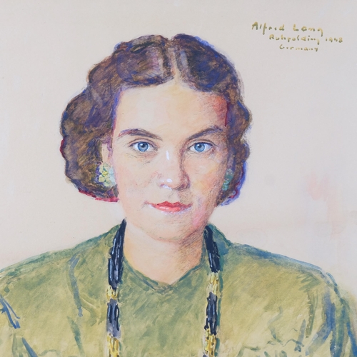 516 - Alfred Lang (1879 - 1950), portrait of a woman, 1948, watercolour, 64cm x 48cm, framed and glazed